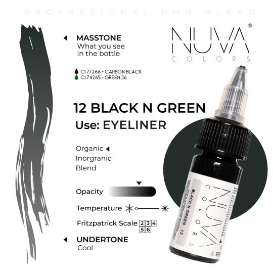 Nuva Colors PMU 15ml - 12 Black n Green