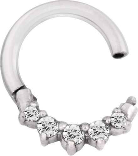 SS 316 HINGED RING SET W. ZIRCONIA (FRONT FACING)