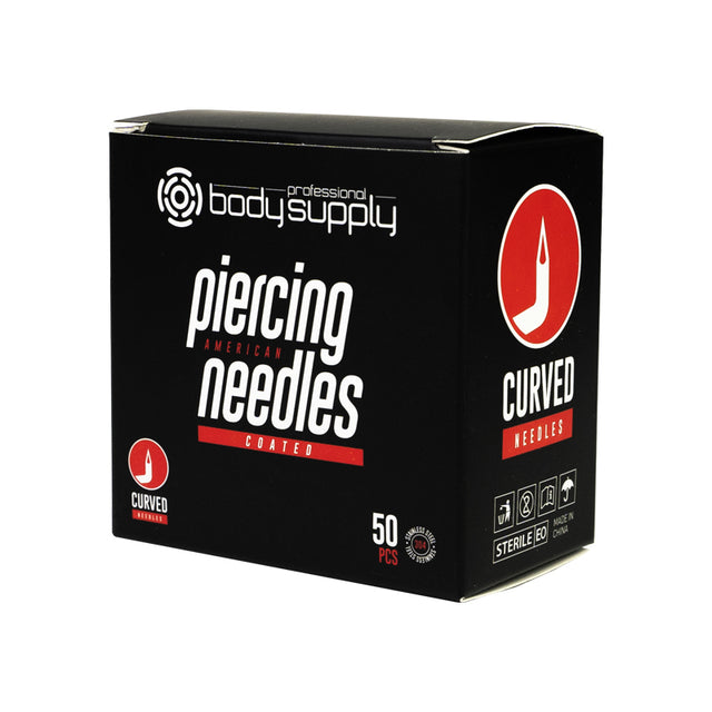 BodySupply Agujas de perforación curvas estériles recubiertas, 50 uds