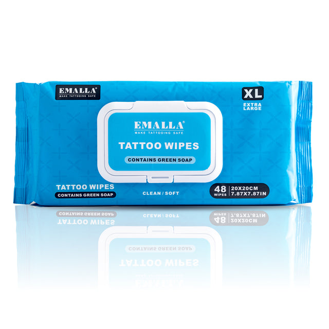 Toallitas para tatuajes con Jabón Verde Emalla 20x20cm 48 unidades