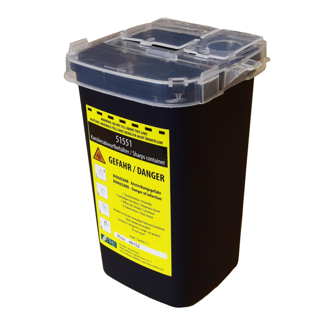 Recipiente para objetos punzocortantes - Negro - 1000ml