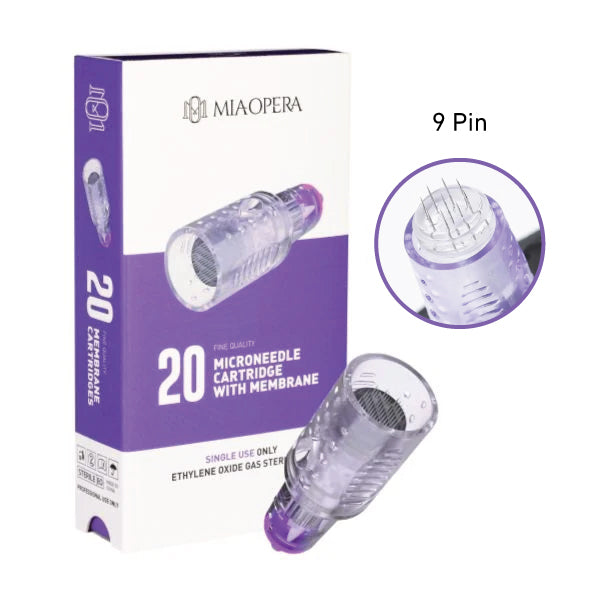 Cartuchos para Needling MiaOpera - 9 Agujas- 0,25mm - 2,5mm de longitud - 20uds