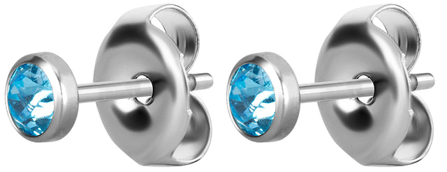 SS 316 FLAT JEWELLED DISC EAR STUDS (PAIR) 0,8mm