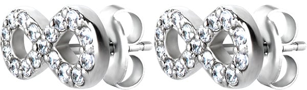 SS316L EAR STUDS SET W. CUBIC ZIRCONIA INFINITY (PAIR) 0,8mm - WH