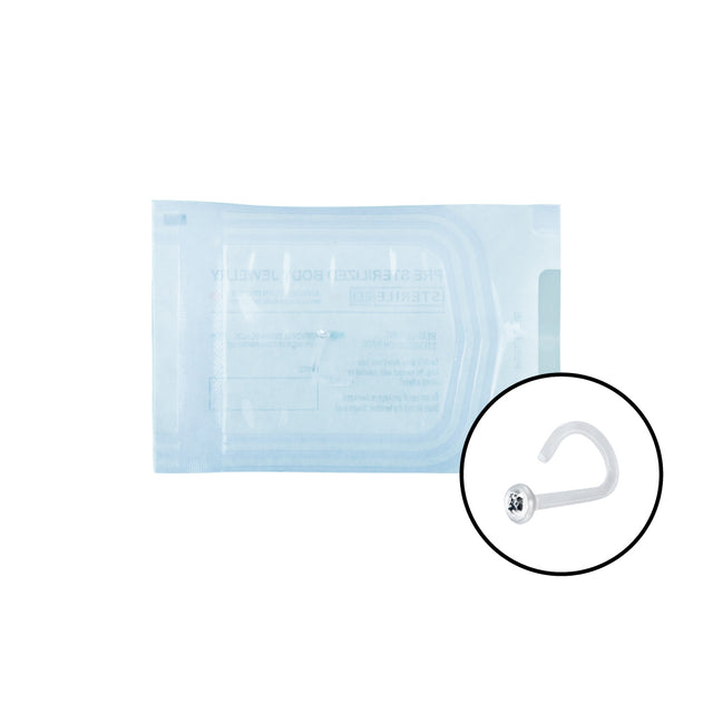 BIOPLAST STERILE CLEAR JEWEL NOSE STUD
