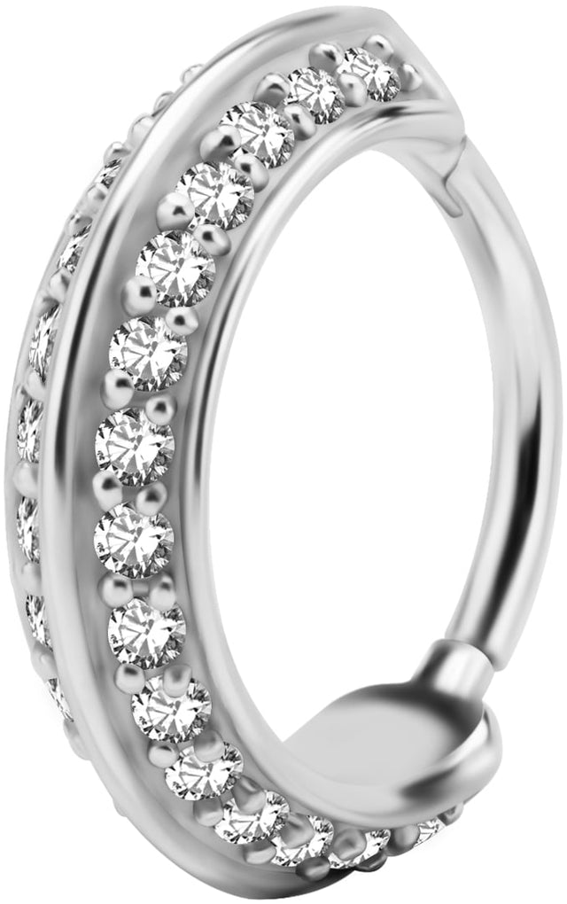 SS 316 HINGED RING SET W. ZIRCONIA 1,2x12mm WH