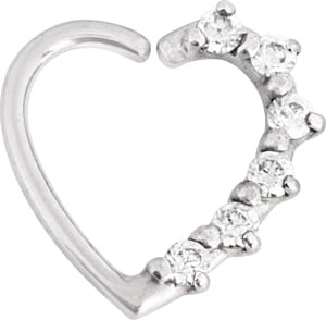 SS 316 ANNEALED HEART RING PRONG SET W. ZIRCONIA (LEFT)
