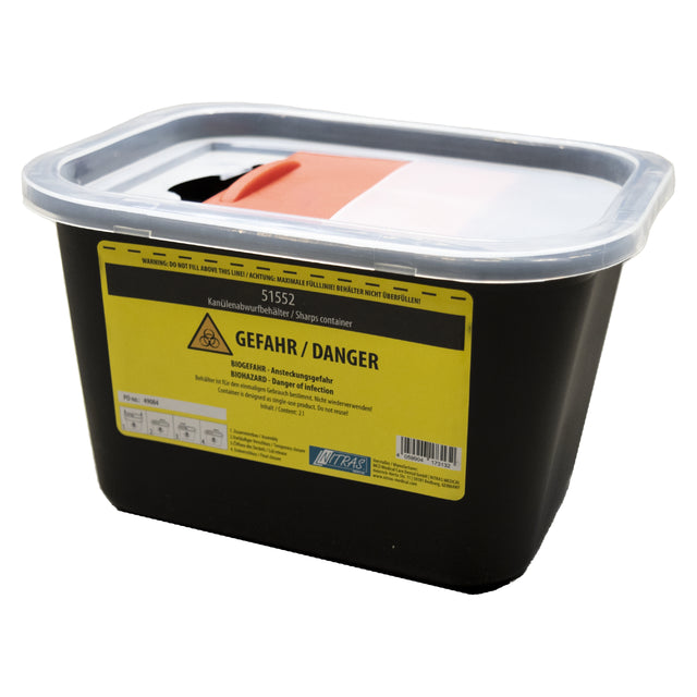 Recipiente para objetos punzocortantes - Negro - 2000ml