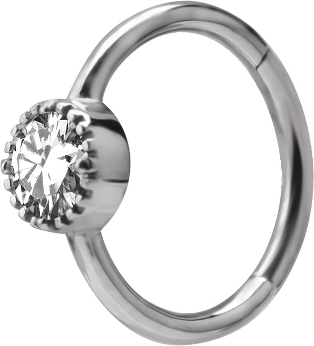 SS 316 HINGED RING SET W. ZIRCONIA 1,2x12mm WH