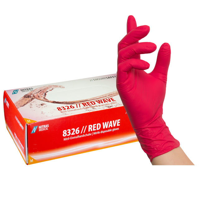 Guantes de nitrilo Nitras Red Wave - 100 unidades