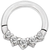 SS 316 HINGED RING SET W. ZIRCONIA (FRONT FACING)