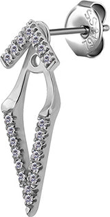 SS 316 V SHAPE EAR STUDS W. EAR JACKET SET (PAIR) 0,8mm WH