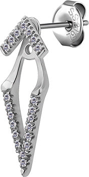 SS 316 V SHAPE EAR STUDS W. EAR JACKET SET (PAIR) 0,8mm WH
