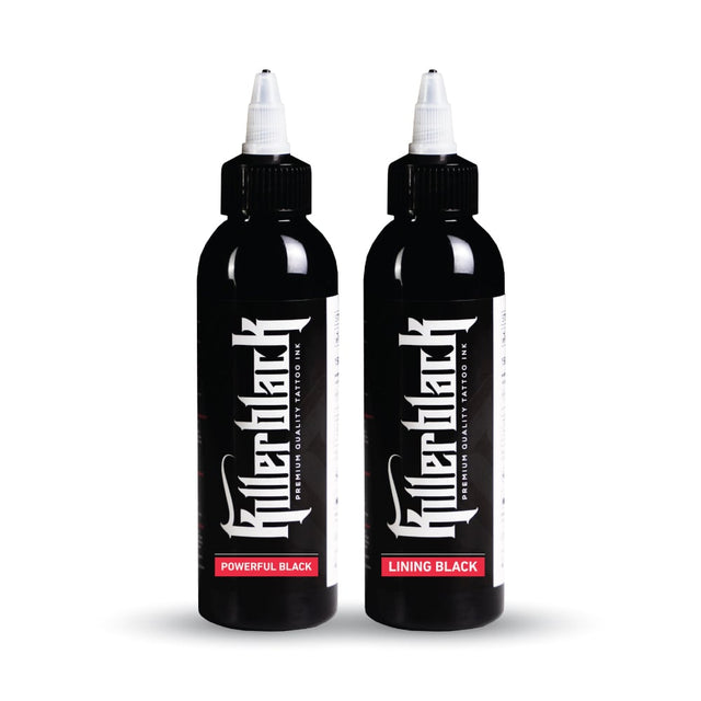 KILLERBLACK TATTOO INK - LINING BLACK + POWERFUL BLACK 2x 150ml - EUROPE