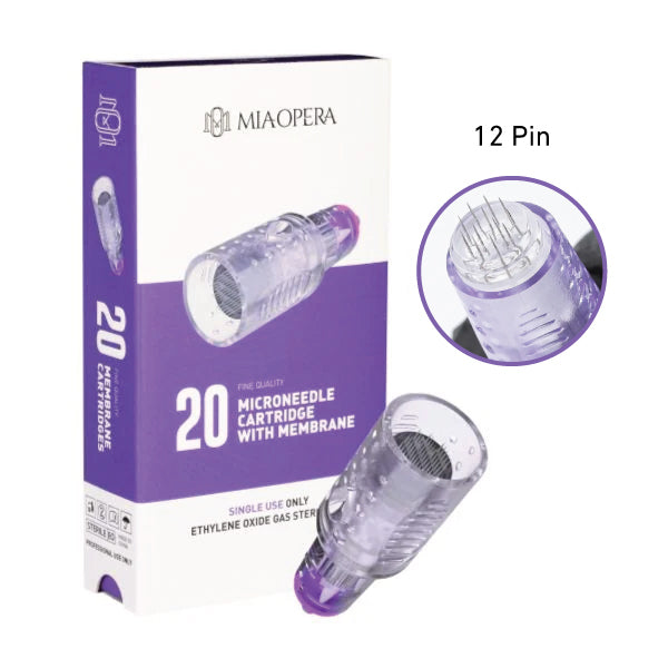 Cartuchos para Needling MiaOpera - 12 Agujas- 0,25mm - 2,5mm de longitud - 20uds
