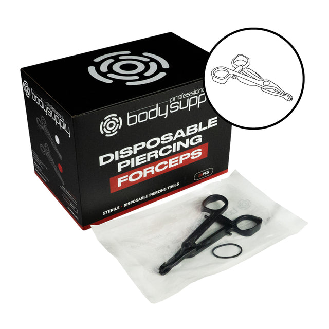 Pinza desechable estéril BodySupply - Punta ovalada abierta (20 unidades)