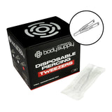 Pinza desechable estéril BodySupply - Punta ovalada abierta (50 unidades)