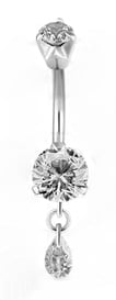 SS 316 MINI DOUBLE JEWEL BELLY BANANAS W/DANGLES 1,6x10mm model 01