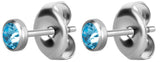 SS 316 FLAT JEWELLED DISC EAR STUDS (PAIR) 0,8mm 