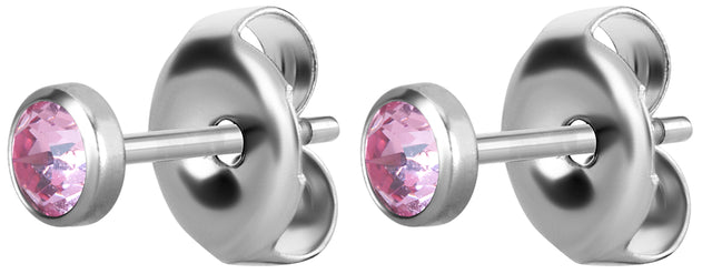 SS 316 FLAT JEWELLED DISC EAR STUDS (PAIR) 0,8mm 