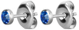 SS 316 FLAT JEWELLED DISC EAR STUDS (PAIR) 0,8mm 