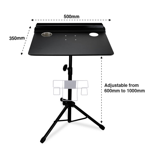 Mesa de trabajo para tatuajes (35 x 50 cm) - altura ajustable - Negra