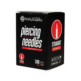 BodySupply Agujas de perforación rectas estériles recubiertas, 100 uds