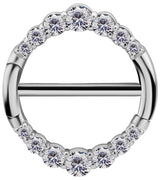 SS 316 JEWELLED DOUBLE NIPPLE CLICKER RING