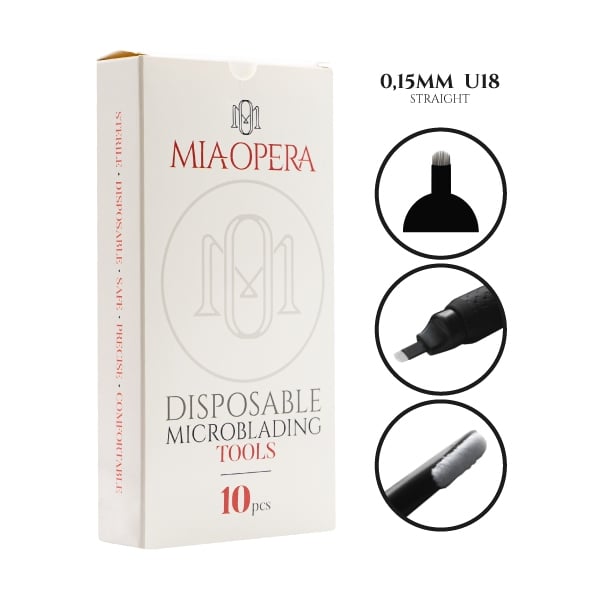 Herramientas MicroBlading Desechables MiaOpera 10uds - 0,15mm U18 Rectas