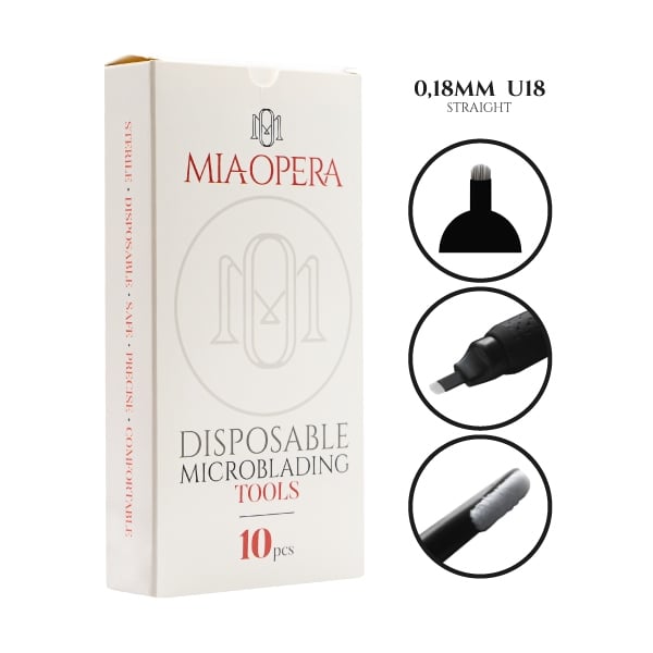 Herramienta desechable para MicroBlading MiaOpera 10pcs - 0,18mm U18 Recto