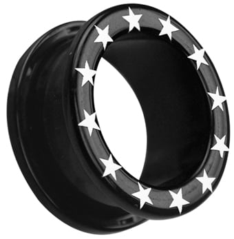 UV FLESH TUNNELS BLACK W/STAR