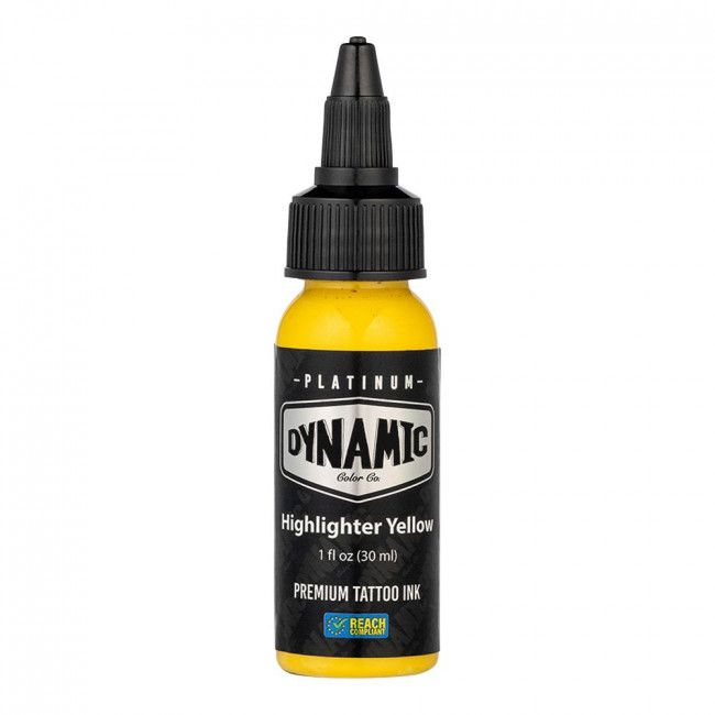 HIGHLIGHTER YELLOW 30ml - DYNAMIC PLATINUM TATTOO INK REACH