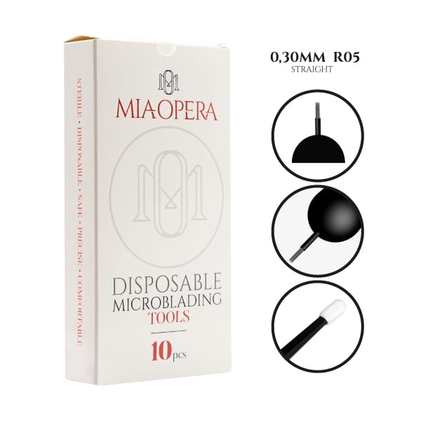 Herramienta desechable para MicroBlading MiaOpera 10pcs - 0,30mm R05 Recto